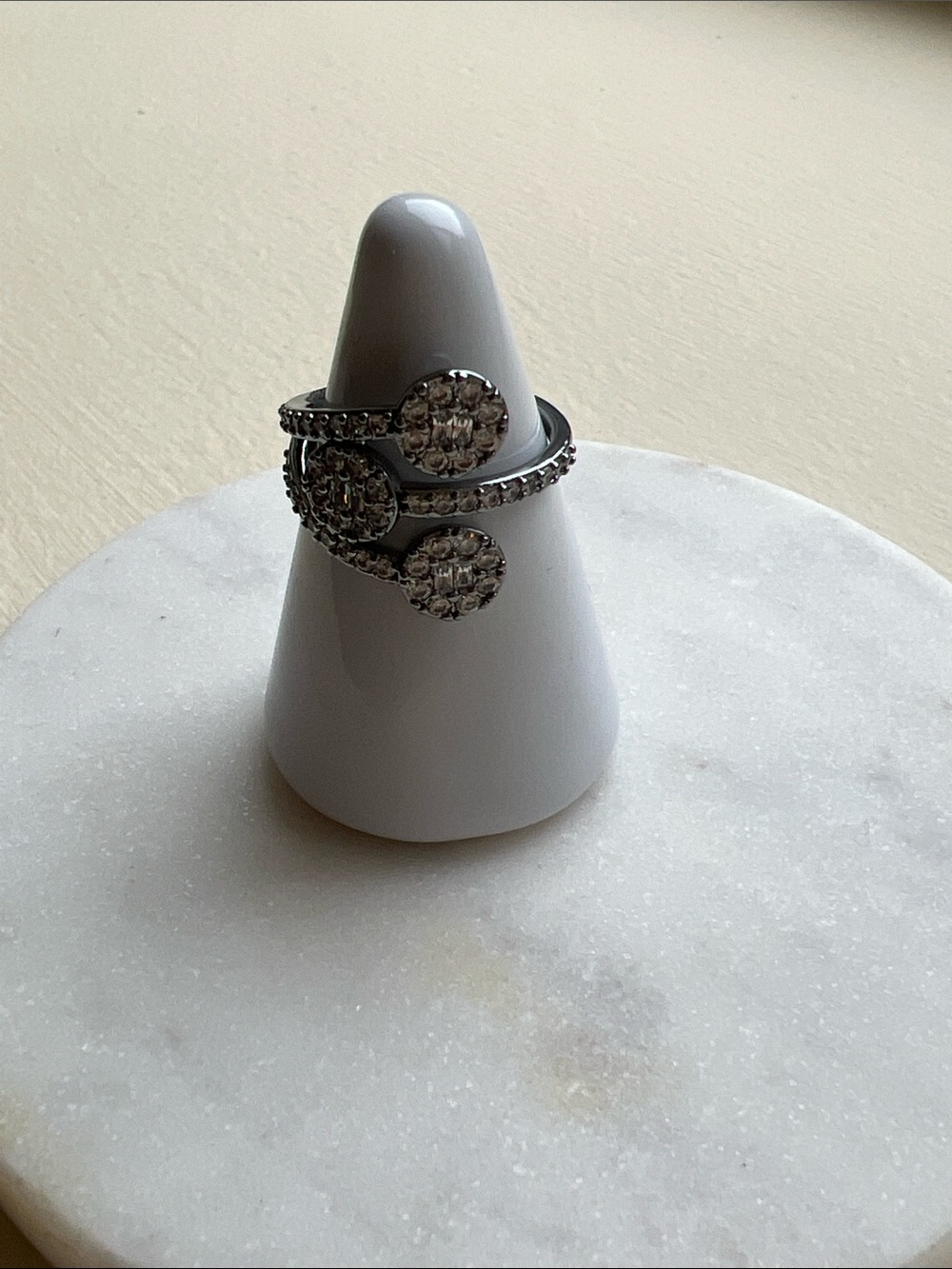 Bp Crystal Triple-Disc Silver Ring - Sparkling Silver Women’s Ring